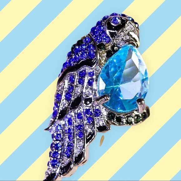 ART DECO AQUAMARINE PARROT COCKTAIL RING SIZE 10 RARE! - Picture 2 of 6